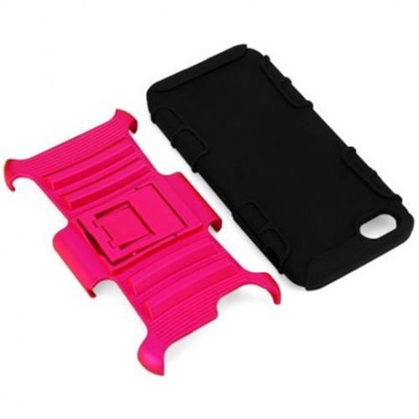 PC AND SILICONE PROTECTIVE CASE COVER WITH STAND FOR IPHONE 6 4.7 INCH SCREEN (ROSE MADDER