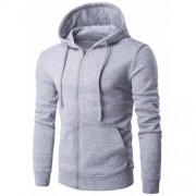 KANGAROO POCKET FULL ZIP FLOCKING HOODIE (GRAY)