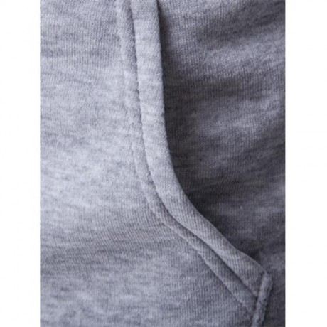 KANGAROO POCKET DRAWSTRING FLOCKING PULLOVER HOODIE (BLACK)