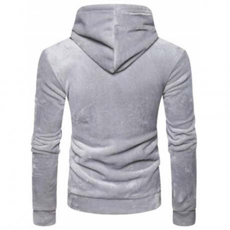 KANGAROO POCKET VELVET HOODIE WITH SLEEVE POCKET (BLACK)