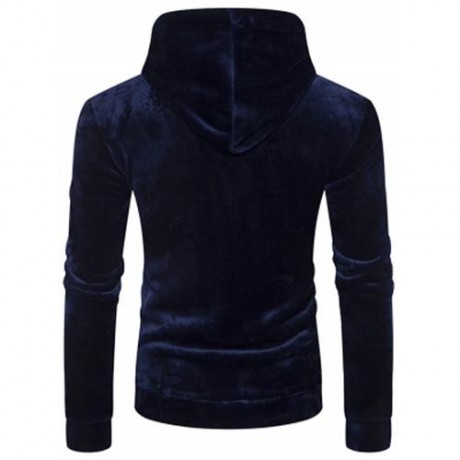 KANGAROO POCKET VELVET HOODIE WITH SLEEVE POCKET (BLACK)