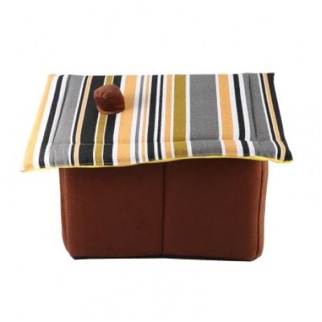 Striped Pattern Removable Dog Cat House Pet Bed (COFFEE)