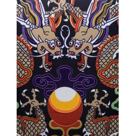 TURNDOWN COLLAR SYMMETRICAL CHINOISERIE DRAGON PRINT SHIRT (COLORMIX)