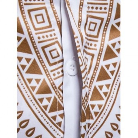 ETHNIC GEOMETRIC SPLATTER PAINT PRINT SHIRT (WHITE)