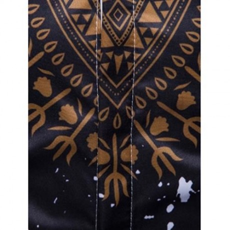 ETHNIC GEOMETRIC SPLATTER PAINT PRINT SHIRT (BLACK)