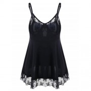 PLUS SIZE SHEER EMPIRE WAIST BABYDOLL (BLACK)