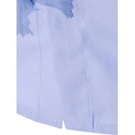 TURNDOWN COLLAR FLORALS WASH PAINTING PRINT LONG SLEEVE SHIRT (BLUE)