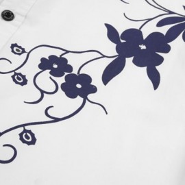 TURNDOWN COLLAR FLOWERS PRINT LONG SLEEVE SHIRT (WHITE)