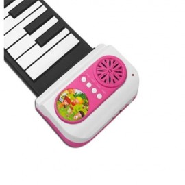 IWORD 49 KEY PORTABLE HAND ROLL PIANO BUILT-IN SPEAKER INSTRUMENT TOY FOR KIDS (PINK)
