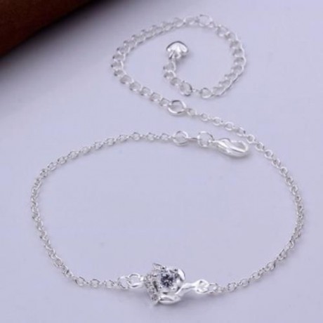 CLASSIC GEOMETRIC RHINESTONE SOLID COLOR HOLLOW OUT WOMEN'S ANKLET (WHITE)