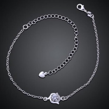 CLASSIC GEOMETRIC RHINESTONE SOLID COLOR HOLLOW OUT WOMEN'S ANKLET (WHITE)