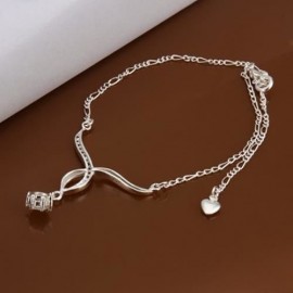 TRENDY ROUND CRISS-CROSS RHINESTONE WOMEN'S ANKLET (WHITE)