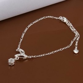 TRENDY GEOMETRIC RHINESTONE EMBELLISHED HOLLOW OUT SOLID COLOR ANKLET FOR WOMEN (WHITE)