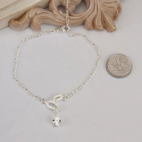 TRENDY GEOMETRIC RHINESTONE EMBELLISHED HOLLOW OUT SOLID COLOR ANKLET FOR WOMEN (WHITE)