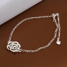 FRESH STYLE FLORAL HOLLOW OUT SOLID COLOR ANKLET FOR WOMEN (WHITE)