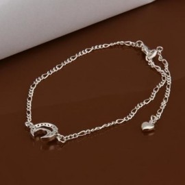 CHIC MOON SHAPE SOLID COLOR HOLLOW OUT ANKLET FOR WOMEN (WHITE)