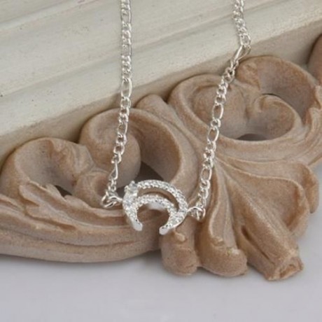 CHIC MOON SHAPE SOLID COLOR HOLLOW OUT ANKLET FOR WOMEN (WHITE)