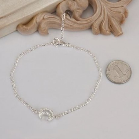 CHIC MOON SHAPE SOLID COLOR HOLLOW OUT ANKLET FOR WOMEN (WHITE)
