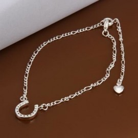 FASHIONABLE U-SHAPE EMBELLISHED SOLID COLOR HOLLOW OUT WOMEN'S ANKLET (WHITE)