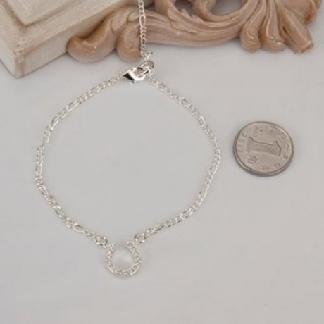 FASHIONABLE U-SHAPE EMBELLISHED SOLID COLOR HOLLOW OUT WOMEN'S ANKLET (WHITE)