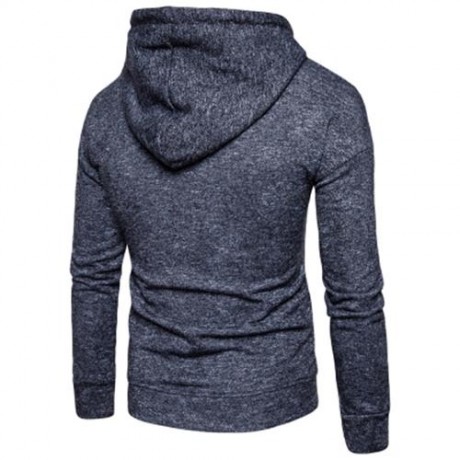 KNITTED DROP SHOULDER DRAWSTRING PULLOVER HOODIE (BLACK)