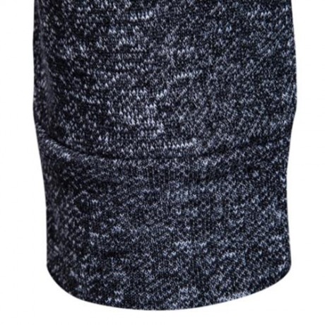 KNITTED DROP SHOULDER DRAWSTRING PULLOVER HOODIE (BLACK)