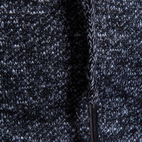 KNITTED DROP SHOULDER DRAWSTRING PULLOVER HOODIE (BLACK)