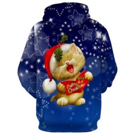 CHRISTMAS ANIMAL PRINT PULLOVER HOODIE (BLUE)
