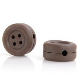 ROUND BUTTON SHAPE HEADPHONE CORD WRAP ORGANIZER CABLE WINDER BOBBIN 2PCS / PACK (BROWN)