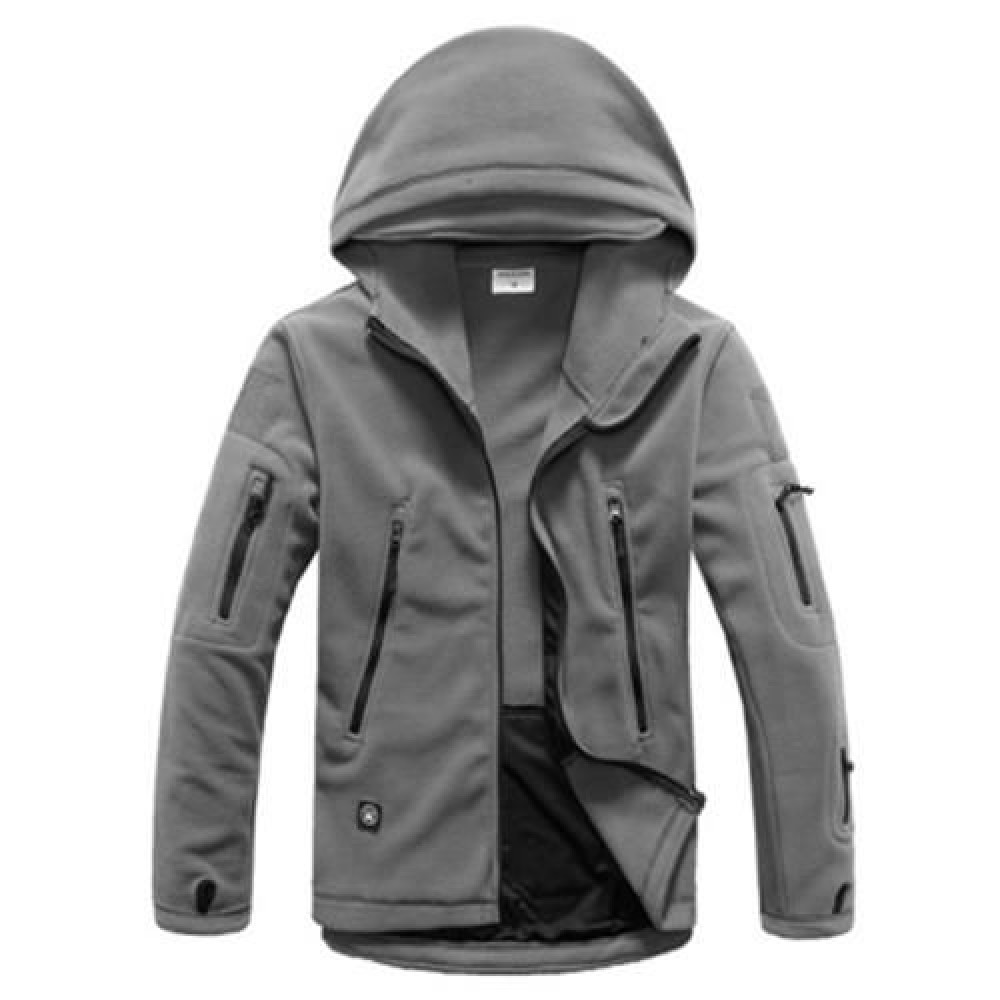 OUTDOOR SPORTS WARM SOFT SHELL MEN JACKET LINER FLEECE COAT (GRAY)