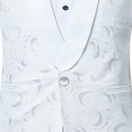 SHAWL COLLAR JACQUARD BLAZER AND PANTS TWINSET (WHITE)