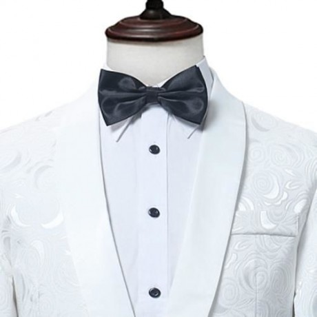 SHAWL COLLAR JACQUARD BLAZER AND PANTS TWINSET (WHITE)