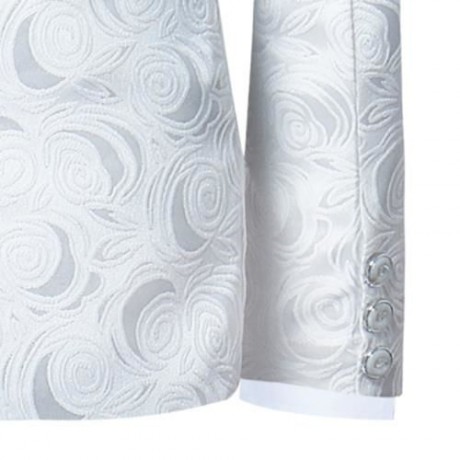 SHAWL COLLAR JACQUARD BLAZER AND PANTS TWINSET (WHITE)
