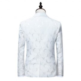 SHAWL COLLAR JACQUARD BLAZER AND PANTS TWINSET (WHITE)