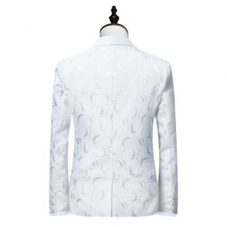 SHAWL COLLAR JACQUARD BLAZER AND PANTS TWINSET (WHITE)
