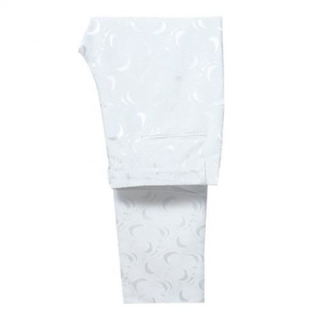 SHAWL COLLAR JACQUARD BLAZER AND PANTS TWINSET (WHITE)
