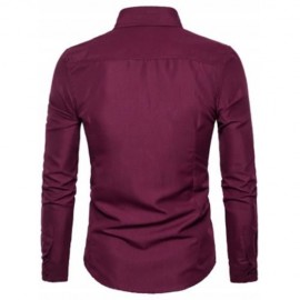 TURNDOWN COLLAR FLORAL EMBROIDERED SHIRT (WINE RED)