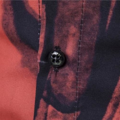 TURNDOWN COLLAR INK WASH PAINTING PRINT SHIRT (RED)