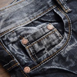 APPLIQUE DESIGN TIE DYE JEANS (BLACK)