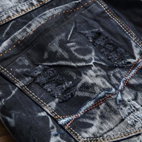 APPLIQUE DESIGN TIE DYE JEANS (BLACK)