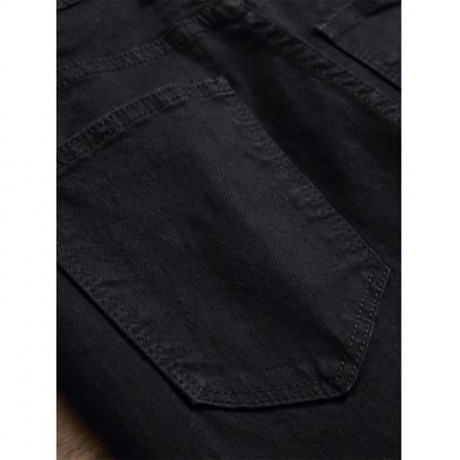 ZIP FLY STRAIGHT JEANS WITH EXTREME RIPS (BLACK)