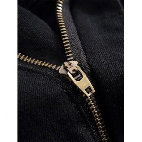 ZIP FLY STRAIGHT JEANS WITH EXTREME RIPS (BLACK)