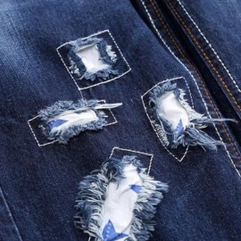 STRAIGHT LEG APPLIQUE INSERT DISTRESSED JEANS (DEEP BLUE)