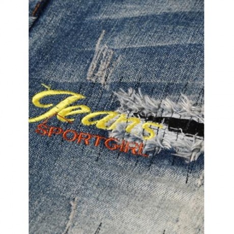 GRAPHIC ROSE EMBROIDERED BLEACHED RIPPED JEANS (BLUE)