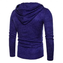 HOODED LACE UP LONG SLEEVE KNITTED SWEATER (ROYAL)