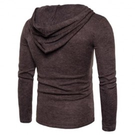 HOODED LACE UP LONG SLEEVE KNITTED SWEATER (COFFEE)