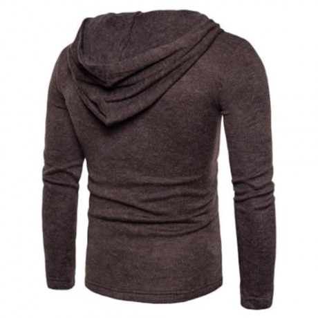 HOODED LACE UP LONG SLEEVE KNITTED SWEATER (COFFEE)