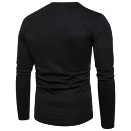 LONG SLEEVE NOTCHED HEM ASYMMETRIC TEE (BLACK)