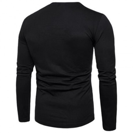 LONG SLEEVE NOTCHED HEM ASYMMETRIC TEE (BLACK)