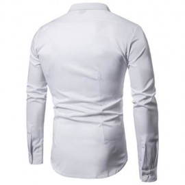 TURNDOWN COLLAR COVERED BUTTON SHIRT (WHITE)